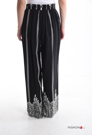Bedrucktes wide leg Hose mit Taschen mit gummizug mit Schleife - ph 2