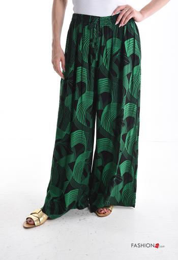 Abstrakte Muster wide leg Hose mit Taschen mit gummizug