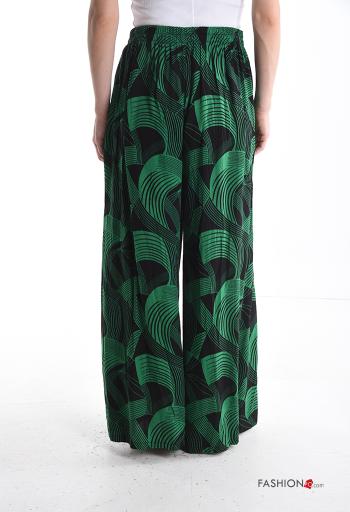 Abstrakte Muster wide leg Hose mit Taschen mit gummizug - ph 2