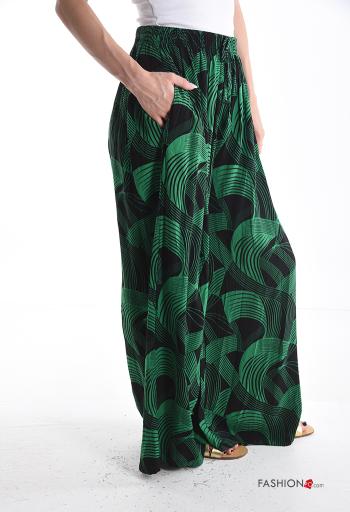 Abstrakte Muster wide leg Hose mit Taschen mit gummizug - ph 3