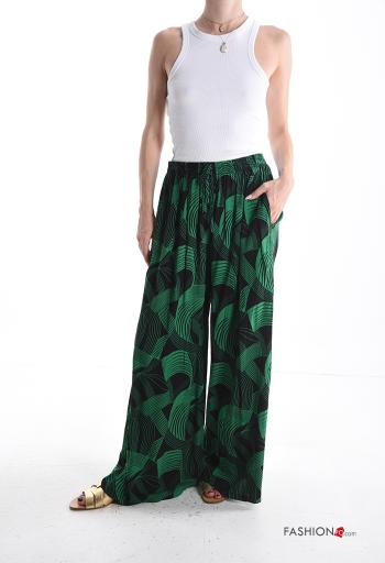 Abstrakte Muster wide leg Hose mit Taschen mit gummizug - ph 5