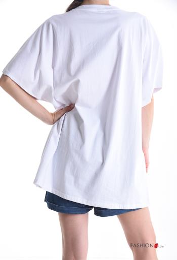 Patterned short sleeve crew neck oversized Cotton T-shirt - ph 2