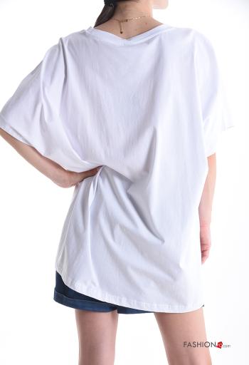 T-shirt in Cotone girocollo oversize maniche corte Fantasia stampata - ph 2