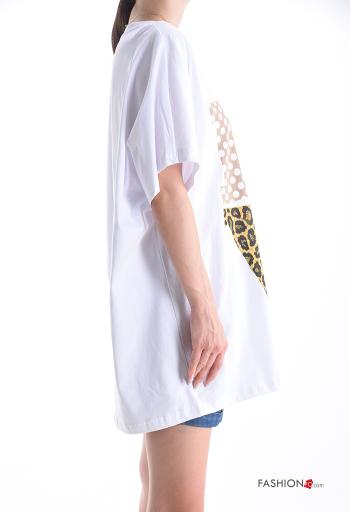 T-shirt in Cotone girocollo oversize maniche corte Fantasia stampata - ph 3