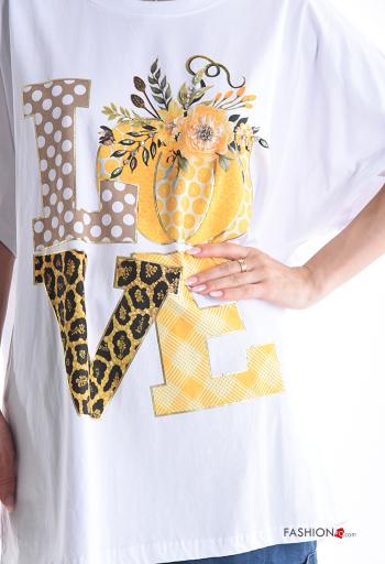 T-shirt in Cotone girocollo oversize maniche corte Fantasia stampata - ph 4