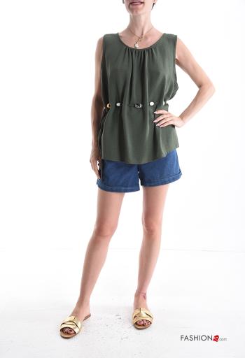 Blusa sin mangas cuello redondo con cinturón - ph 5