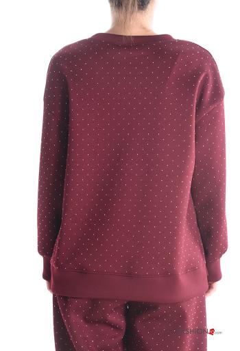 long sleeve crew neck Sweatshirt with rhinestones - ph 2