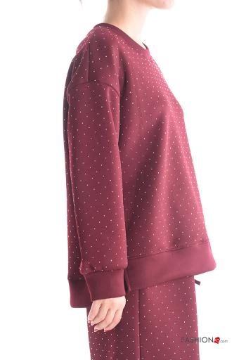 long sleeve crew neck Sweatshirt with rhinestones - ph 3