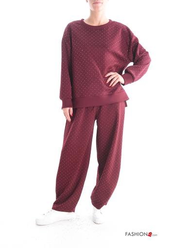 long sleeve crew neck Sweatshirt with rhinestones - ph 5