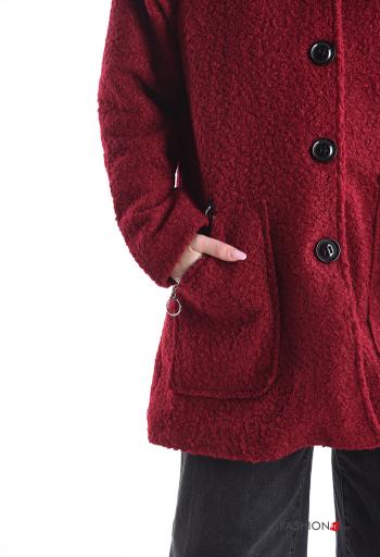 Cappotto con zip con bottoni con cappuccio senza fodera con tasche - ph 4