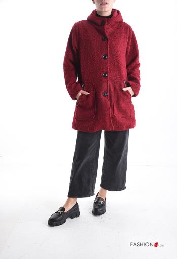 Cappotto con zip con bottoni con cappuccio senza fodera con tasche - ph 5