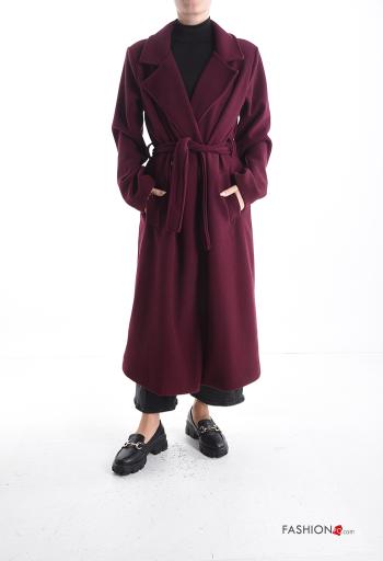 Manteau manches longues à boutons avec ceinture avec doublure avec poches - ph 1