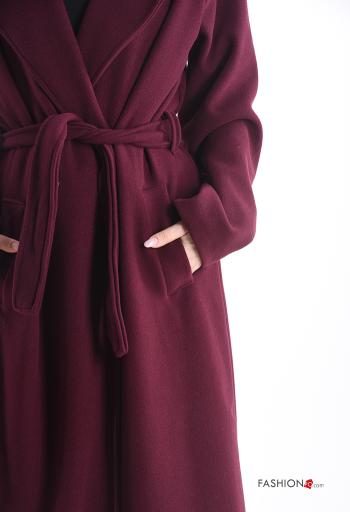 Manteau manches longues à boutons avec ceinture avec doublure avec poches - ph 4