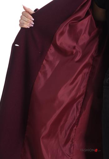 Manteau manches longues à boutons avec ceinture avec doublure avec poches - ph 5
