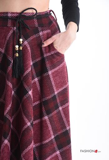 Jupe cloche Motif tartan avec poches avec corde avec ceinture - ph 4