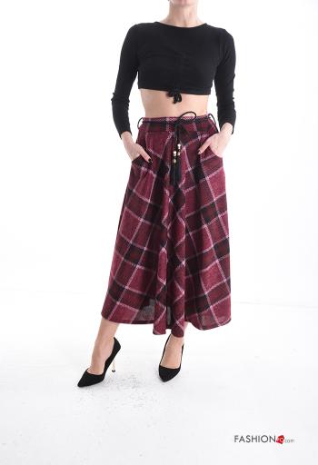 Jupe cloche Motif tartan avec poches avec corde avec ceinture - ph 5