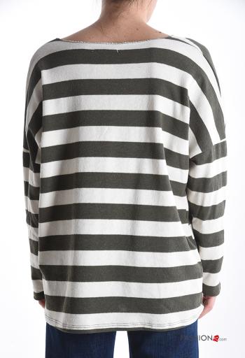 Striped Cotton Long sleeved top with v-neck - ph 2