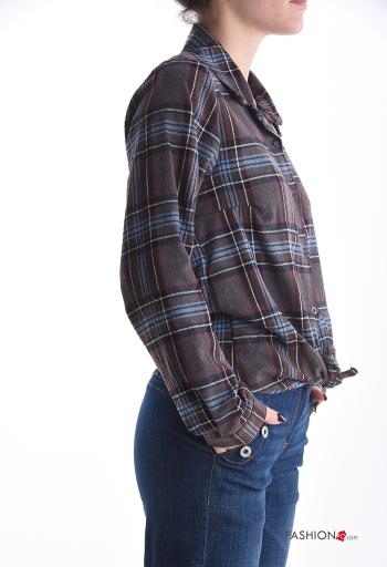 Camisa manga comprida com gola Padrão Tartan com botões - ph 3