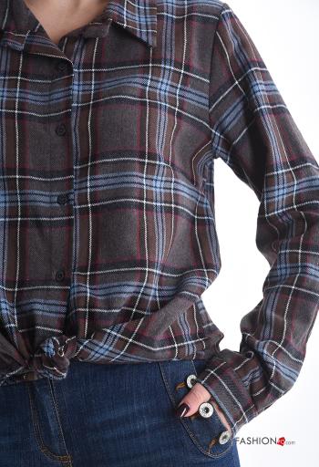 Camisa manga comprida com gola Padrão Tartan com botões - ph 4