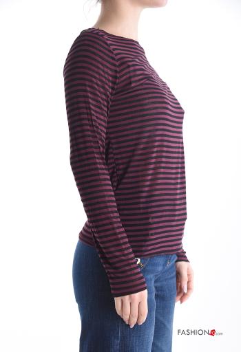 Maglietta a manica lunga in Misto Cashmere Fantasia righe con scollo a barca - ph 3