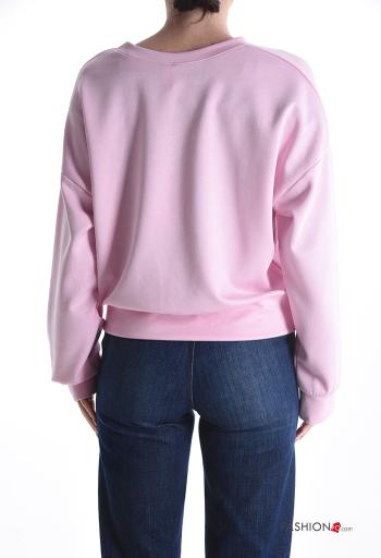 Felpa maniche lunghe girocollo Fantasia scritta con strass - ph 2