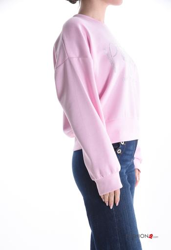 Felpa maniche lunghe girocollo Fantasia scritta con strass - ph 3