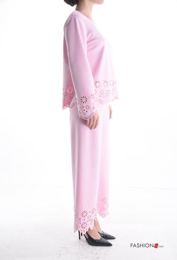 Coordinato maniche lunghe girocollo Fantasia ricamata con elastico - ph 3