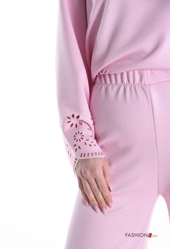 Coordinato maniche lunghe girocollo Fantasia ricamata con elastico - ph 4