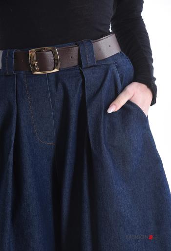 Pantalone in Cotone wide leg con elastico con cintura con tasche - ph 4