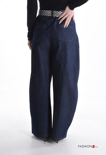 Pantalone in Cotone wide leg con cintura con tasche - ph 2