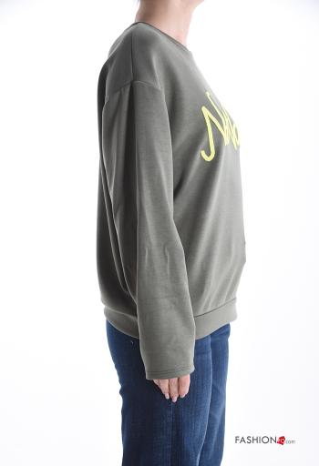 Felpa maniche lunghe girocollo Fantasia scritta - ph 3