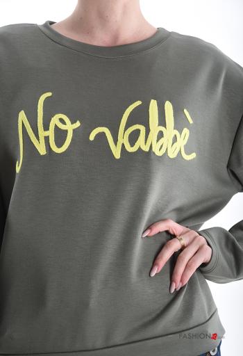 Felpa maniche lunghe girocollo Fantasia scritta - ph 4