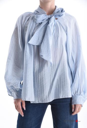 Blusa maniche lunghe Fantasia righe con fiocco - ph 1