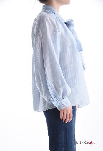 Blusa maniche lunghe Fantasia righe con fiocco - ph 3