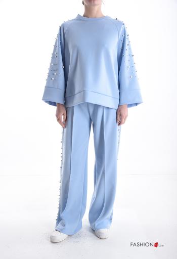 Tuta sportiva maniche lunghe girocollo con elastico con perle con strass - ph 1
