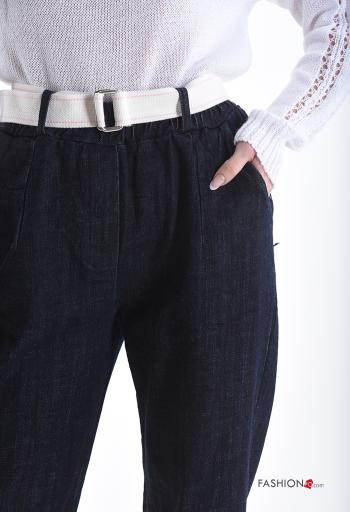 Calças de ganga em Algodão com botões com cinto com bolsos - ph 4