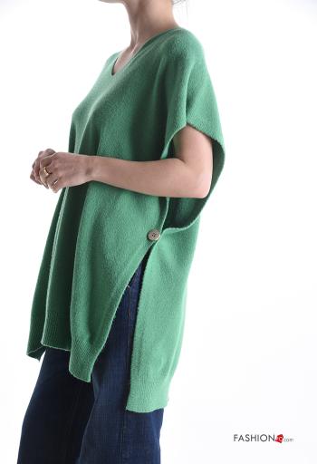 ärmellos Strickpullover mit Knöpfen mit V-Ausschnitt - ph 3