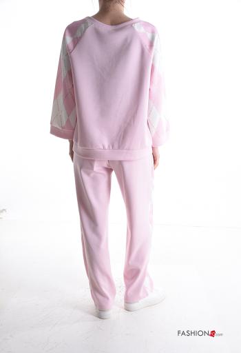 Geometric pattern long sleeve crew neck Sports set with pockets with elastic - ph 2