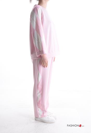 Geometric pattern long sleeve crew neck Sports set with pockets with elastic - ph 3