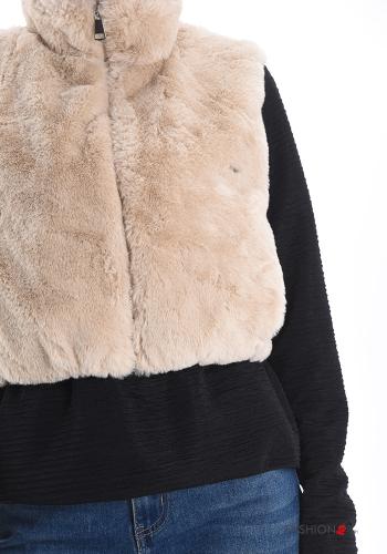 Smanicato pelliccia sintetica con tasche con zip - ph 4