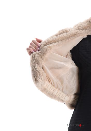 Smanicato pelliccia sintetica con tasche con zip - ph 6