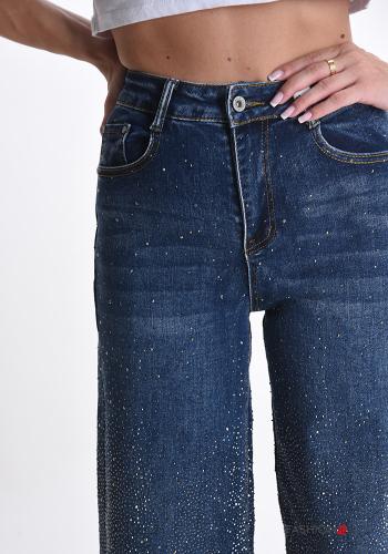 Jeans in Cotone con bottoni con strass con zip con tasche - ph 4