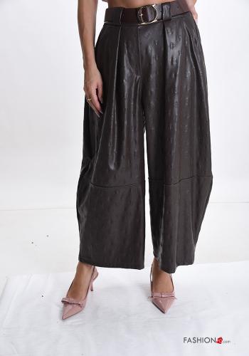 Pantalone ecopelle con cintura con tasche