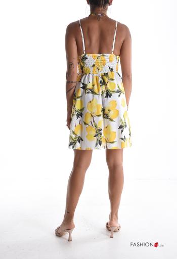 Vestido sin mangas espalda descubierta ajustable corto Estampado objetos con copas escote profundo - ph 2