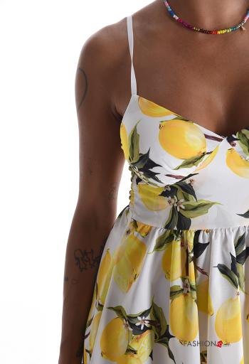 Vestido sin mangas espalda descubierta ajustable corto Estampado objetos con copas escote profundo - ph 4