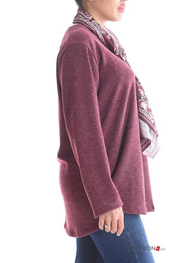 long sleeve crew neck Wool Mix Sweater with scarf - ph 3