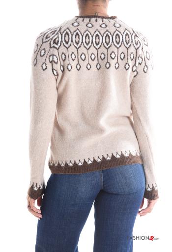 Abstract print long sleeve Wool Mix Sweater Rollneck - ph 2