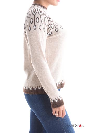 Abstract print long sleeve Wool Mix Sweater Rollneck - ph 3