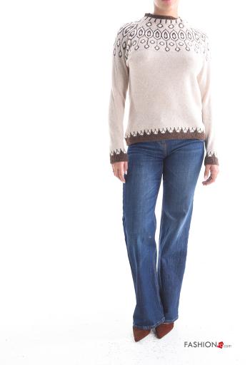 Abstract print long sleeve Wool Mix Sweater Rollneck - ph 5