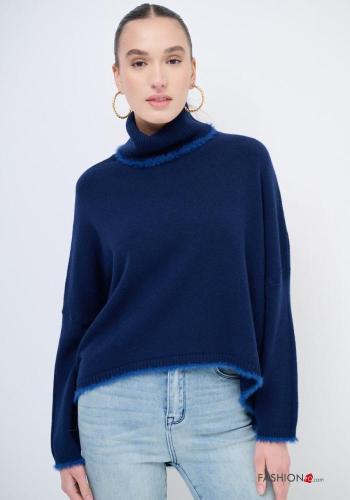 faux fur long sleeve Rollneck